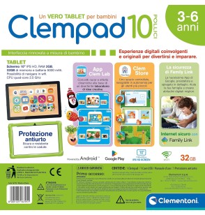 Clementoni Clempad Tablet Educativo 3-6 Anni Schermo 10"