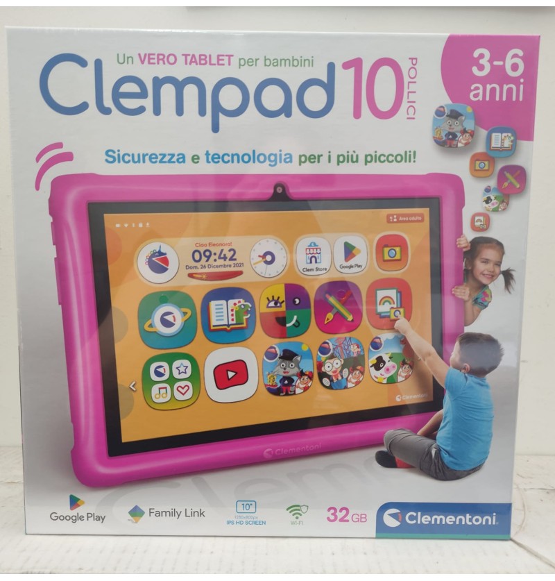 Clementoni Clempad Tablet Educativo 3-6 Anni Schermo 10 Rosa